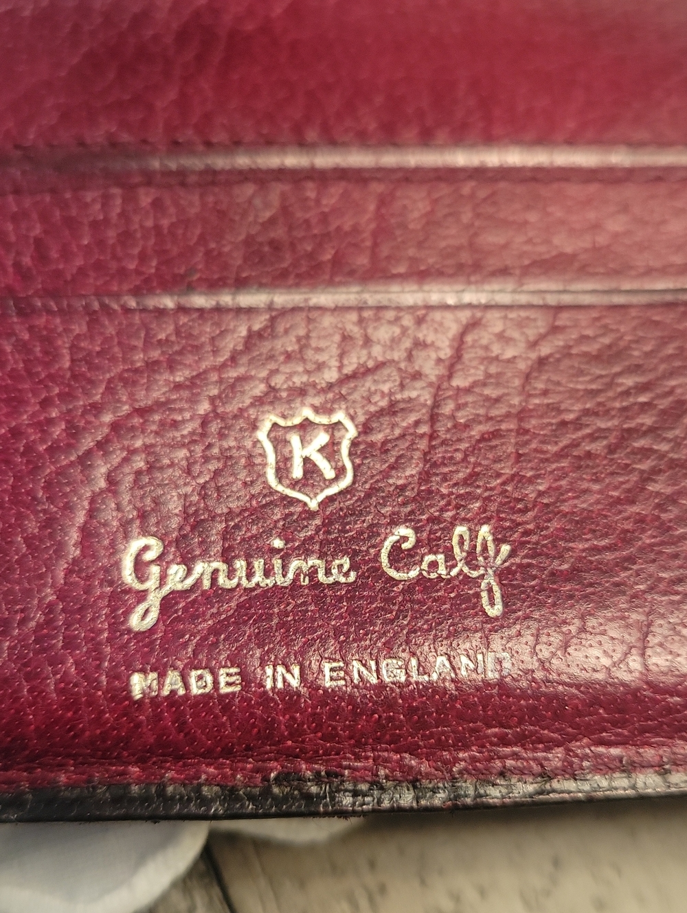 1960,Made In England  Leather Clutch Wallet in Deep Burgundy - Picture 10 of 11